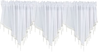 Dailygoods- Gordijn Wit - 3 Panelen - Pure Voile - Staafzak - 130 x 60cm - Verhoogt Privacy - Eenvoudig Ophangen - Raamdecoratie