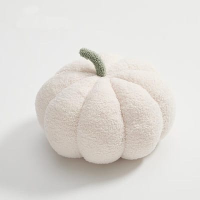 Oreiller Citrouille Mignon Style Ins Scandinave Peluche Créative Coussin de Canapé de Salon Décoration de Chevet 28x28x20cm white
