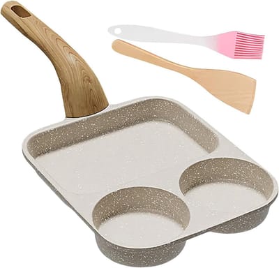 Ontbijtpan - Koekenpan - Maaltijd Bereiding - Drie Zones - 39x19cm - Wit