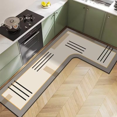 Nordic Licht Luxe Diatomeeënaarde Huishoudelijk L-vormig Keukenvloermat Waterabsorptie Antislip Sneldrogend en Onderhoudsvriendelijke Vloermat 80*120*45cm