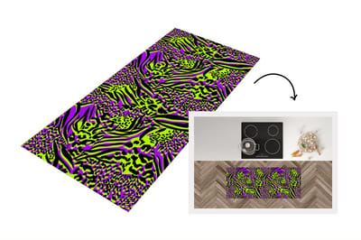 Keukenloper - Loper keuken - Dierenprint - Paars - Groen - Neon - 120x50 cm - Keukenloper vinyl