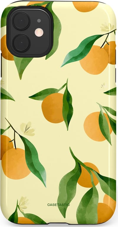Casetastic Hoesje Geschikt voor Apple iPhone 11 - Stijlvolle Beschermende Duo-layer Case - Bladrijke Sinaasappel