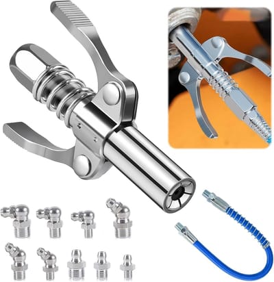 Vetspuit Mondstuk - Koppeling Vetspuit - Smeren Voertuigen - Dubbele Handgreep - 9 x 5 x 2 cm - Zilver