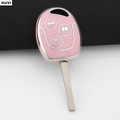 Roze TPU Sleuteletui Voor Ford Fiesta Mk7 Mk5 Mk6 Mondeo Focus 2 Mk2 Transit Ka Fusion C-Max S-Max Accessoires Auto Sleutelhoes gray