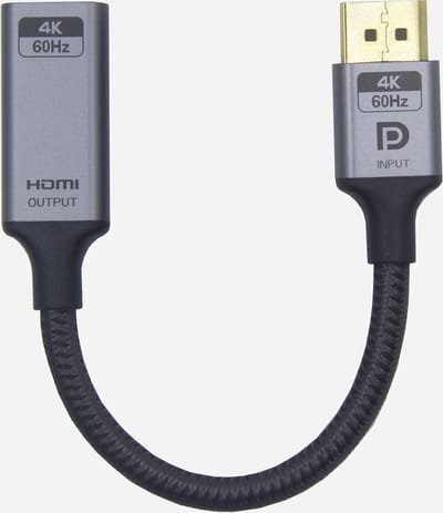 NÖRDIC DPHM-104 Displayport naar HDMI kabel - 4K60Hz - 18Gbps - Dynamische HDR - 20cm - Zwart/Grijs