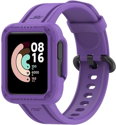 By Qubix - Siliconen sportband met case - Paars - Geschikt voor Xiaomi Redmi Watch 2 (Lite)
