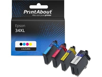 PrintAbout huismerk Inktcartridge 34XL (C13T34764010) 4-kleuren Multipack Hoge capaciteit Geschikt voor Epson