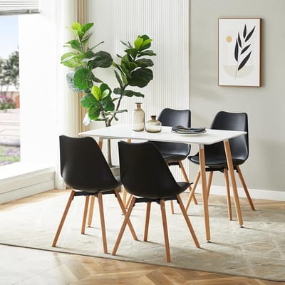 Eetkamerset Rechthoekige Tafel met 4 Stoelen voor Keuken en Woonkamer
