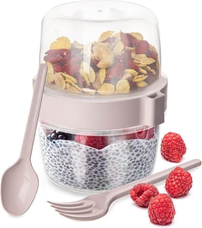 Yoghurtbeker met Lepel Lunchbox 370 ml - Yoghurt en Muesli Beker - Lunchpot - Saladebeker - Salad