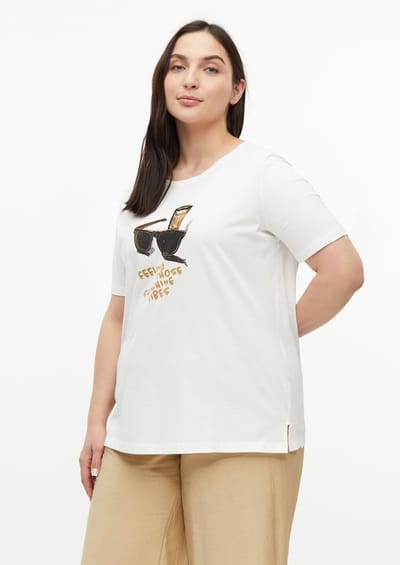 T-shirt zachte katoen met print aan de voorkant en ronde hals vrouw s.Oliver