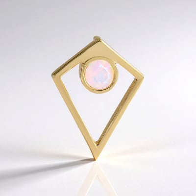 Cavill - Zilveren Hanger met 0,245 ct Welo Opaal Rond - 925 Sterling Zilver Verguld - Moderne Ruitvormige Opaal Sieraad - 5 mm Natuurlijk Ethiopisch