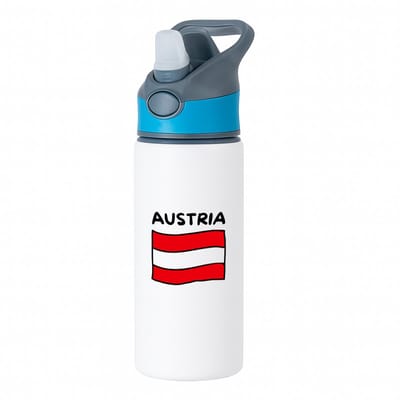 Hacebo® - Austria vlag waterfles met rietje blauw - Oostenrijk - reizigers - toerist - verjaardagscadeau - souvenir - vakantie - water fles - 650ML