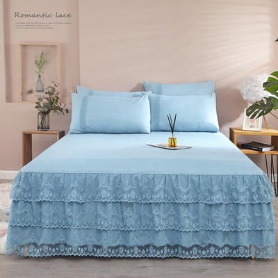 Kanten Ruche Bedrok Kant Kant 3-delige Set Antislip Matrasbeschermer Prinsessenstijl Pilt niet Slaapkamer Bedovertrek 3-delige Set 3Pcs Set-150x200cm