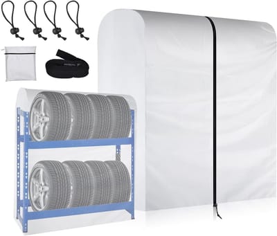 Tire Cover voor Bandenopslag, Waterdichte en Stofdichte Bandenhoes van 420D Oxford, 112x145x75cm, Ideaal voor Buiten en Binnengebruik