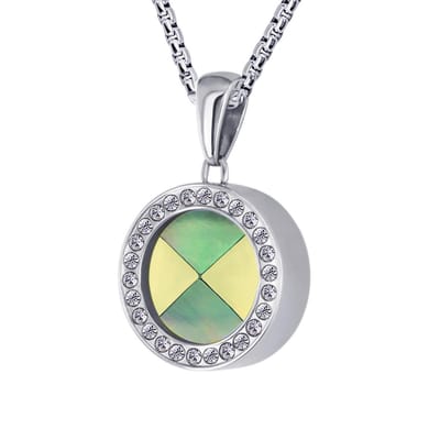 Quiges 12mm Mini Munt Hanger Zilverkleurig RVS Glans met Schelp Multi Blokjes Munt en Box Ketting Ankerketting 42-46cm