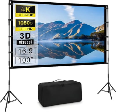 AHD® Projectiescherm - Beamer Scherm - Projectiescherm Met Statief - Beamer Projector - Zwart - 245cm x 152cm x 145cm