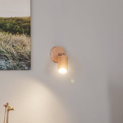 SOLLUX LIGHTING Wandspot Cre van hout, 1-lamp