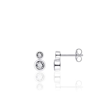 Jewels Inc. - Oorbellen - Oorstekers - Gezet met 2x Zirkonia Stenen in Gladzetting - 10mm x 6mm - Gerhodineerd Zilver 925