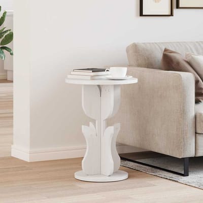 vidaXL - Salontafel - Wit - 39,5 - x - 39,5 - x - 53,5 - cm - Massief - grenenhout