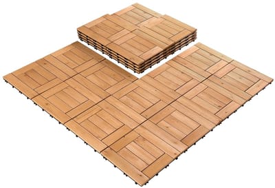 Houten Balkontegels - Vloerbedekking Hout - Tuin en Balkon - Drainage Systeem - 27 Stuks 2.43m² - Natuurlijk Hout