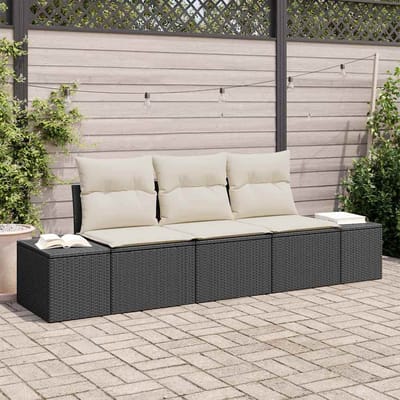 vidaXL Bankstel 3 st Zwart poly rattan
