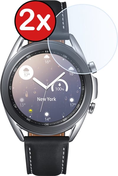Screenprotector - 2 Stuks - Geschikt voor Samsung Galaxy Watch 3 41 mm - Sterk & Shockproof - Tempered Glass - Gehard Glas - Beschermglas Screen Cover - Bescherm Protector voor Smartwatch