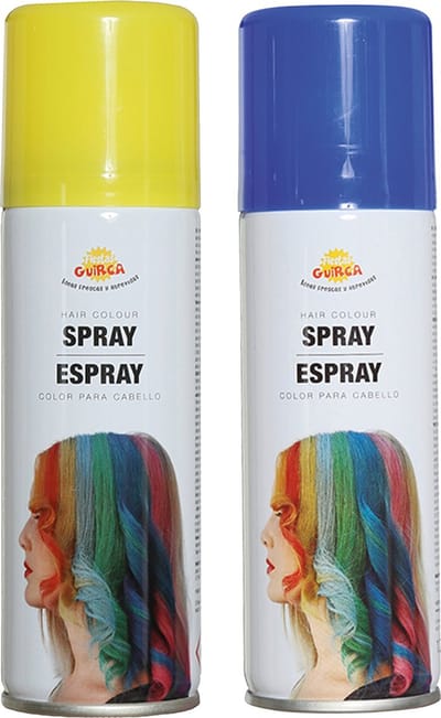 Fiesta Guirca Carnaval verkleed haar verf/spray - blauw en geel - spuitbus - 125 ml