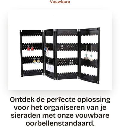 Dailygoods- Sieradenhouder - Opvouwbaar - 4 Paneel Design - Tot 120 Paar Oorbellen - Sieraden Organizer - Duurzaam Kunststof - Sieradenorganizer