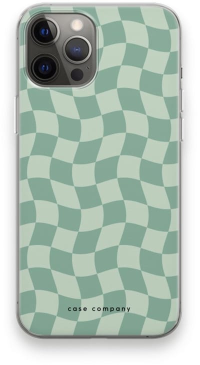 Case Company® - Hoesje geschikt voor iPhone 12 Pro Max hoesje - Grid Groen - Soft Cover Telefoonhoesje - Bescherming aan alle Kanten en Schermrand