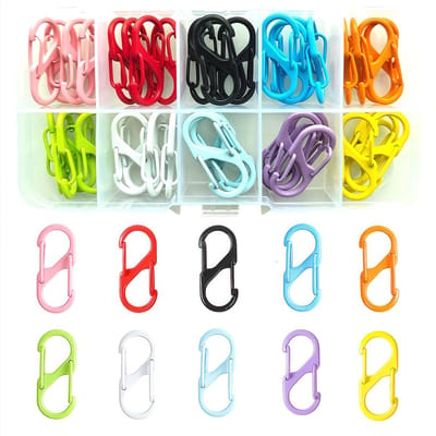 Unyqoos® Set van 40 Dubbele S-Karabijnhaken voor Sleutels, Outdoor en Organisatie