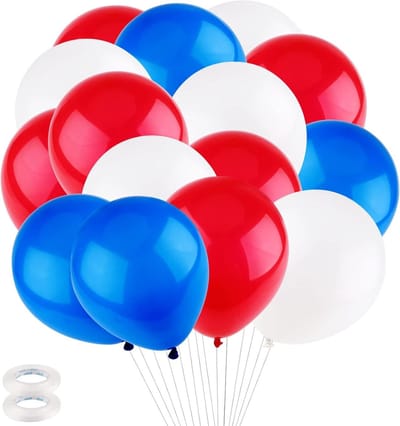JGS Premium - 60 stuks blauwe witte rode ballonnen - latex helium ballonnen - verjaardagsfeest decoraties kit - ballonketting - verjaardagsdecoratie - bruiloft