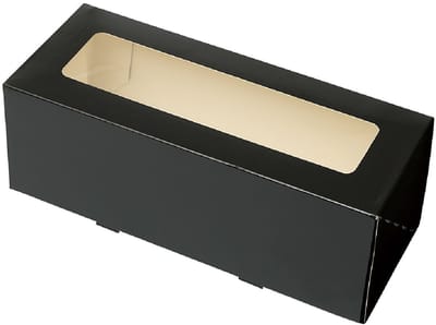 Taartdoos Slof met venster 25x10x9cm. Zwart 3st