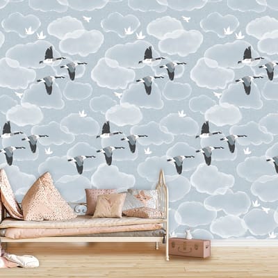 INGK Kinderbehang - Olive & Noah - Soft Blue Clouds
