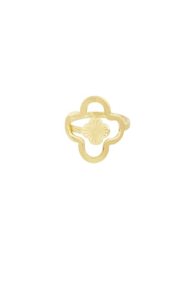 Goudlief lucky leaf ring - Geluk ring - Goudkleurig - Roestvrij staal - Verkleurt niet - Goudlief.nl
