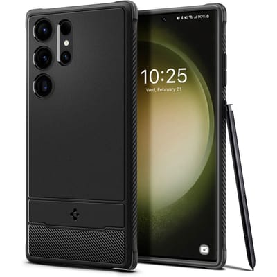 Spigen Rugged Armor Hoesje Geschikt voor Samsung Galaxy S23 Ultra Back Cover Zwart