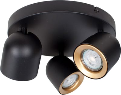 Plafondspot | 25 cm | Solare spots | 3 lichts | GU10 | goud zwart | metaal | moderne accent verlichting