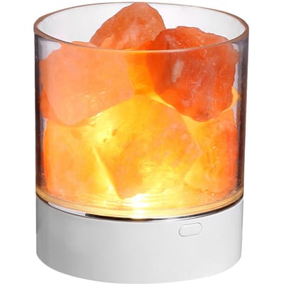 Himalaya Zoutsteen Nachtlampje 7 Kleuren LED Bergkristal Lamp Draagbaar USB Natuurlijke Lucht 3W wit