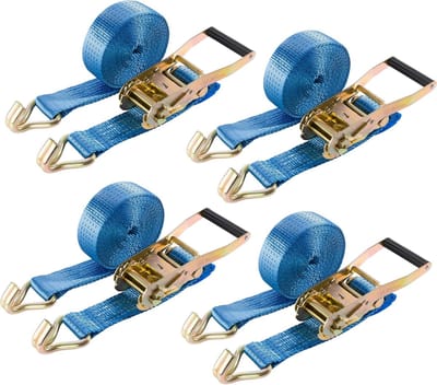 Spanbanden set - Lading zekeren - Transport vastzetten - 5000 kg draagvermogen - 6 meter lengte - Blauw