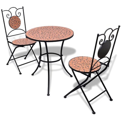 vidaXL - 3-delige - Bistroset - keramische - tegel - terracotta