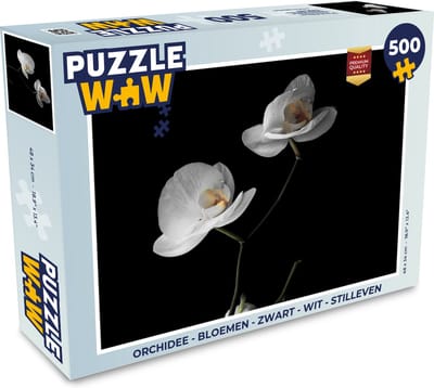 Puzzel Orchidee - Bloemen - Zwart - Wit - Stilleven - Legpuzzel - Puzzel 500 stukjes