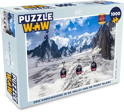 Puzzel Drie kabelwagens in de vallei van de Mont Blanc - Legpuzzel - Puzzel 1000 stukjes volwassenen