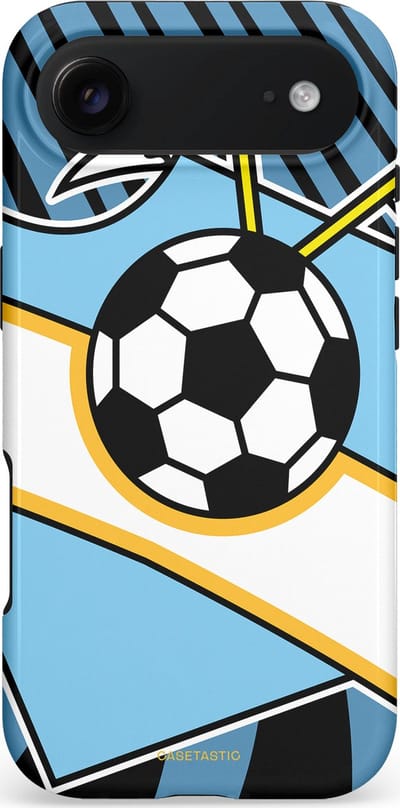 Casetastic hoesje geschikt voor Apple iPhone Air - MagSafe - Dubbellaagse bescherming - Kampioensbal - Fashion Case - Lichtblauw Zwart Wit