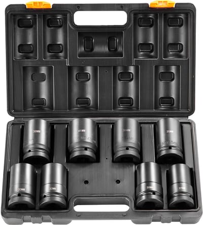 Dopsleutelset, 25,4 Mm 8-Delig 27-41 Mm - Zware Mechanica - Vrachtwagenreparatie - Chroom-Molybdeenstaal - voor Autoreparatie, Duidelijke Meetmarkeringen