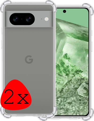 Hoesje 2 Stuks - Geschikt voor Google Pixel 8 - Sterk & Shockproof - Siliconen Case - Back Cover - Telefoon Hoes Shock Proof - Transparant