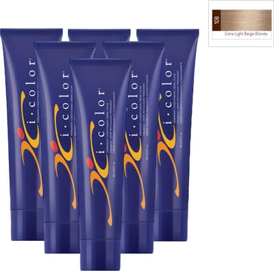ISO i color Permanent Conditioning Crème Color 60ml 10B (10.8) Extra Light Beige Blonde x 6 tubes