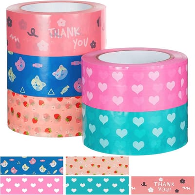 Kleurrijke Verpakkingstape - 5 Rollen Decoratieve Tape voor Dozen en Pakketverzending