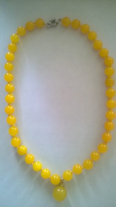 Gemstones-halssnoer topaas 10 mm stenen met hanger en 18K goudverguld.