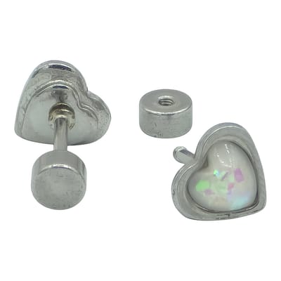 Stainless steel kinderoorbellen - Wit hartje - Hypoallergeen & Waterproof - 5 mm