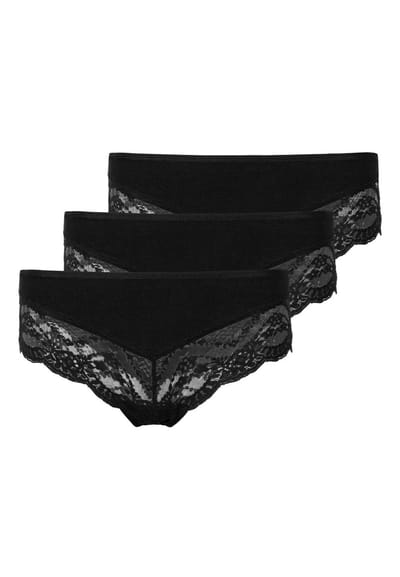 SNOCKS Hipsterslip met Kant - Biologisch Katoen - Ondergoed Dames - Dames Ondergoed - Dames Slips - Dames Onderbroeken - 3 Stuks