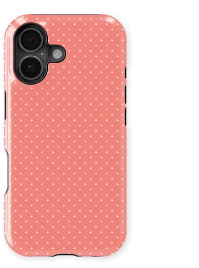 Micro Dots Tough Hoesje geschikt voor iPhone 16 | Geschikt Voor Mag | Stippen Motief Backcover geschikt voor iPhone 16 Soft Coral